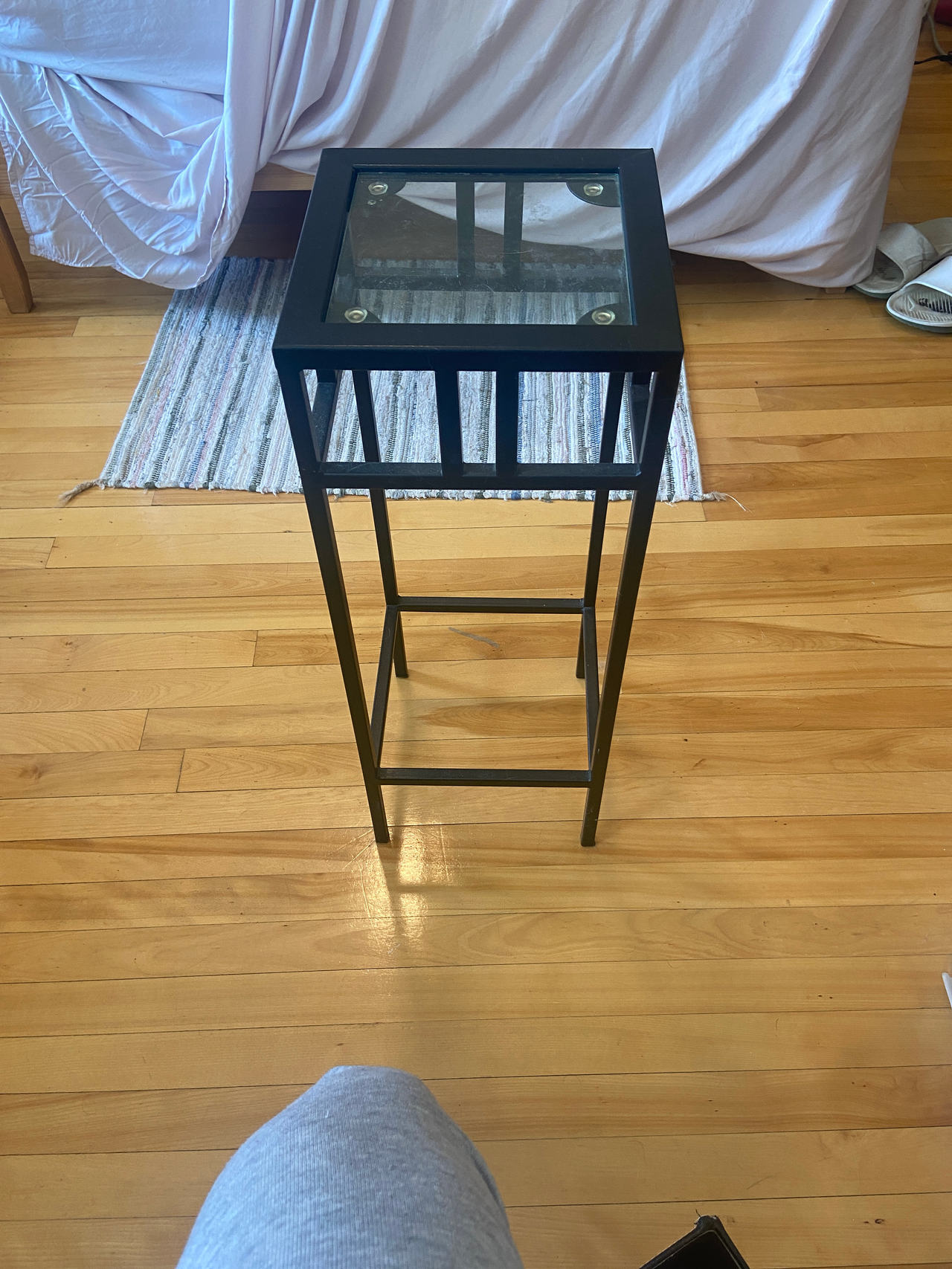 Metal and Glass Plant Stand