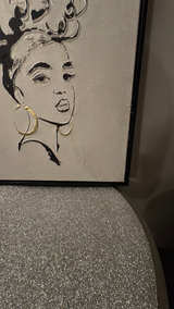 Black Woman Afro Canvas Wall Art with Gold Accents - Image 2