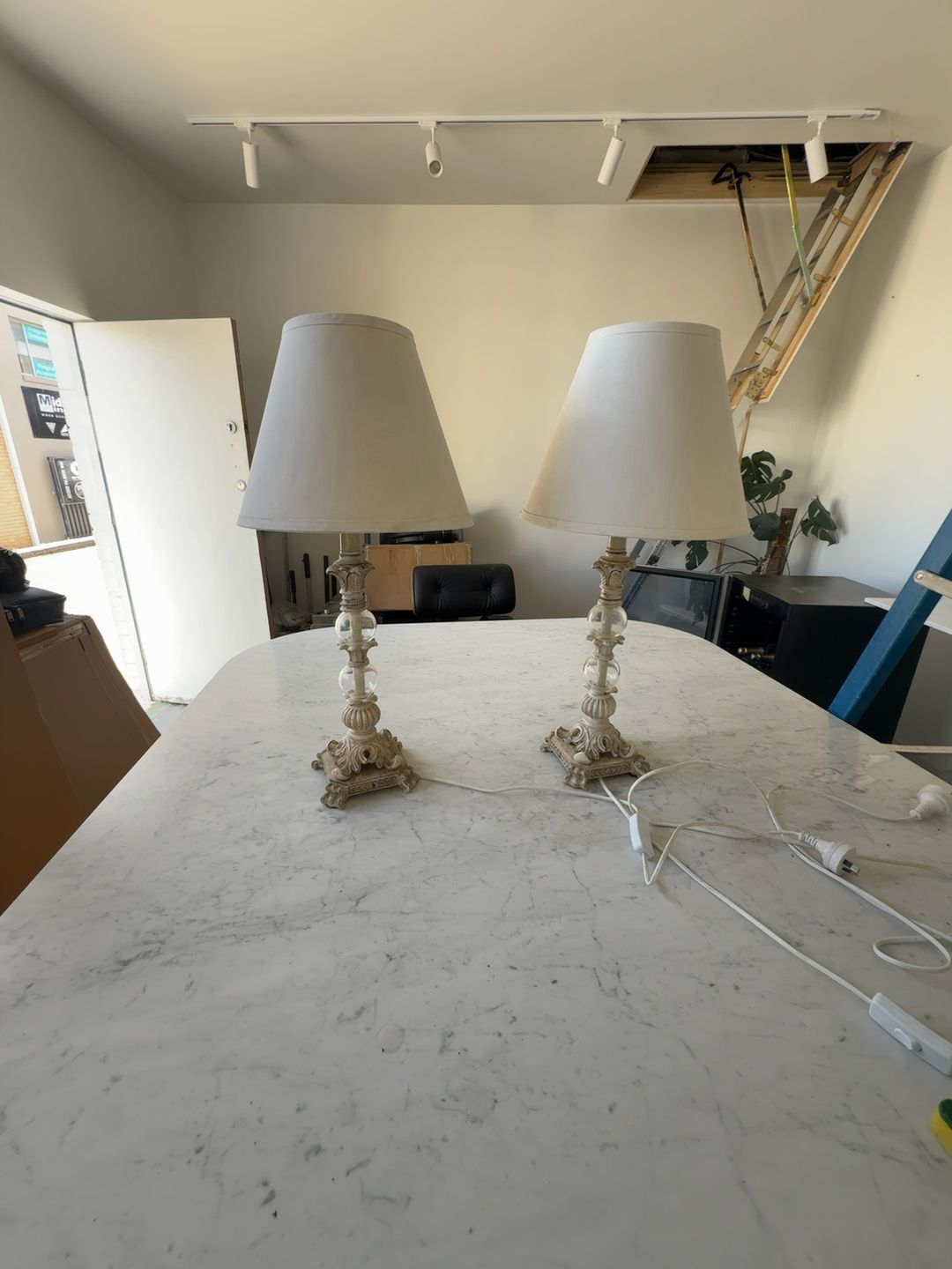 Regency Hill Elize Traditional Candlestick Table Lamp Set of 2 Whitewashed Beige