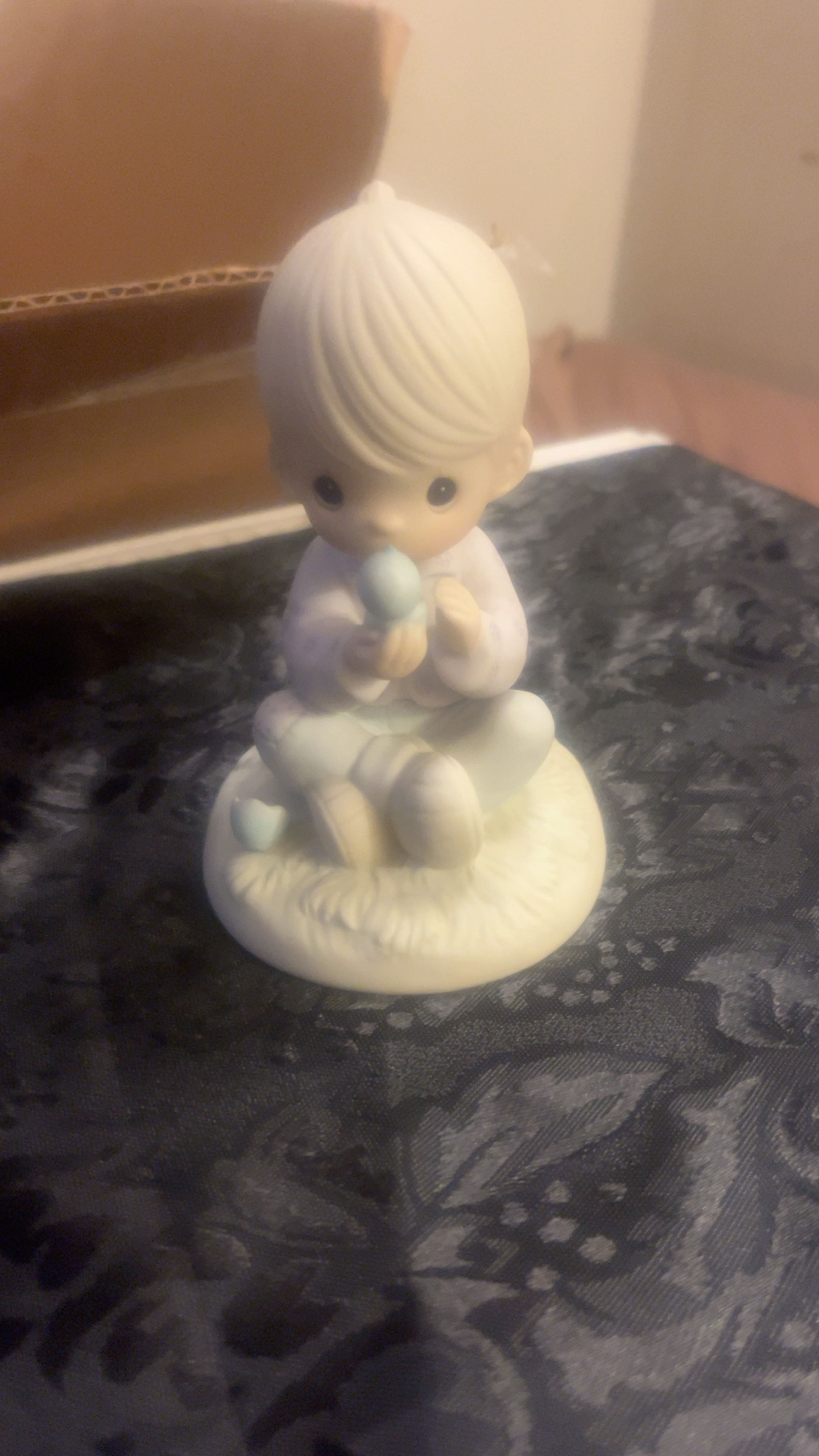 Precious Moments I Believe in Miracles Boy with Chick Figurine