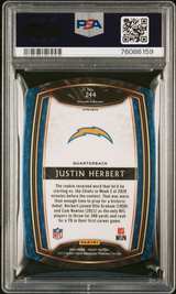 2020 Panini Select Justin Herbert Die-Cut Purple Prizm #244 PSA 10 - Image 2