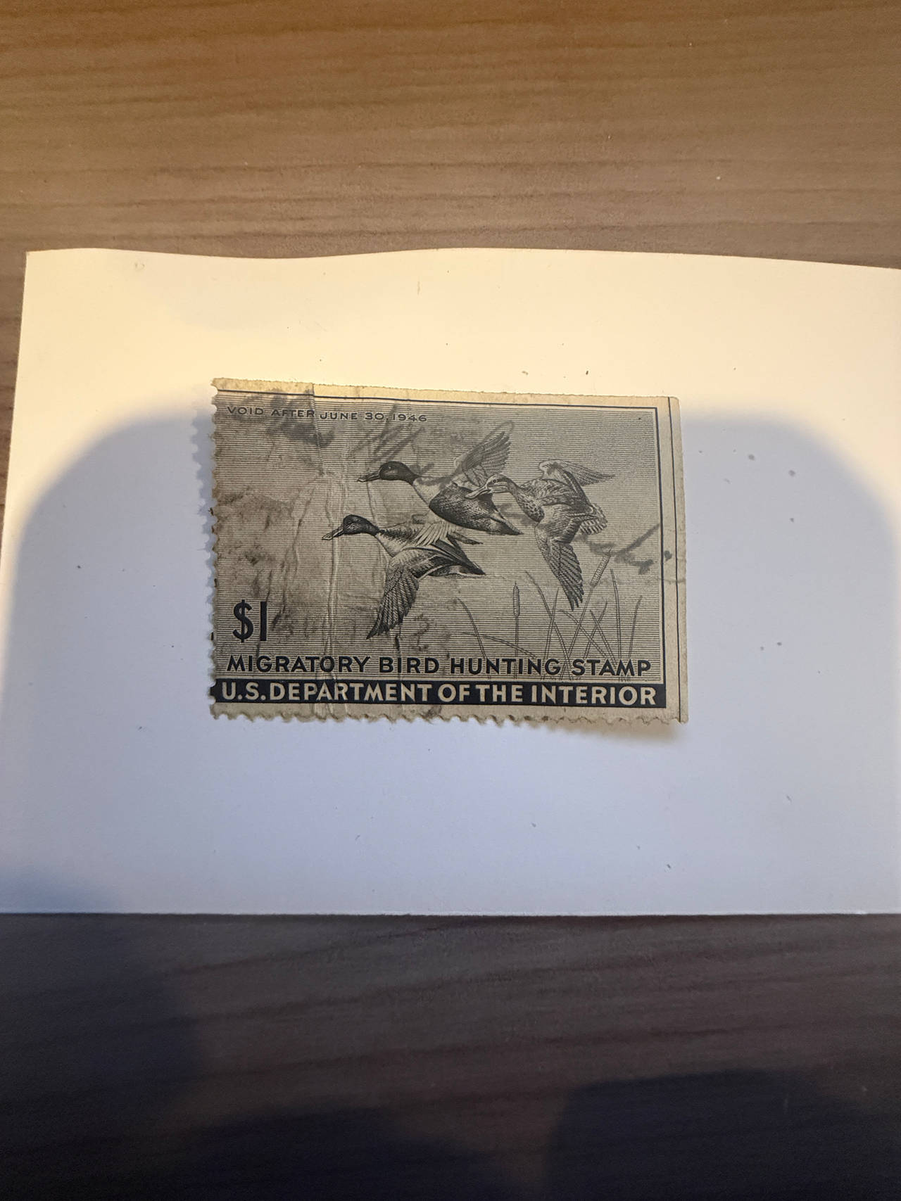 1945 $1 Migratory Bird Hunting Stamp artist signed cv$650
