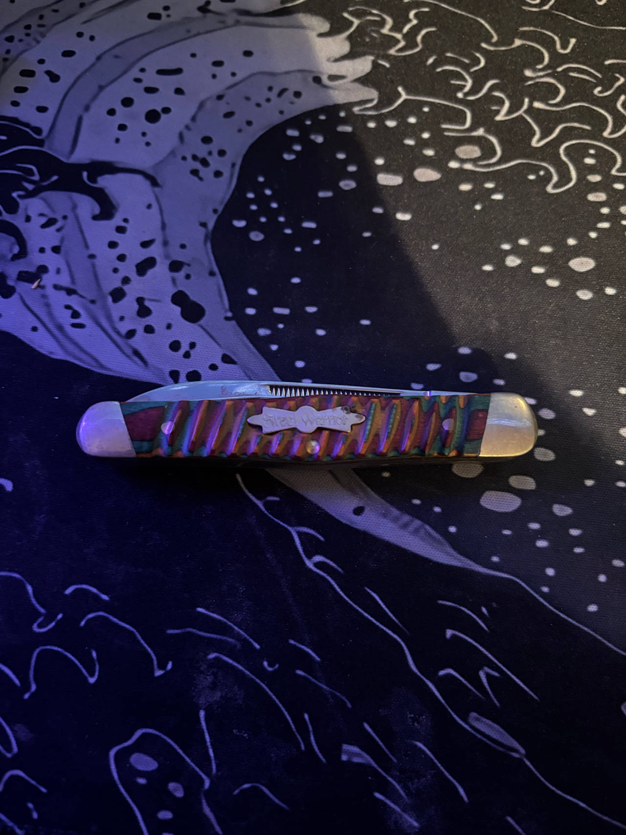 Steel Warrior Rainbow Wood Folding Pocket Knife