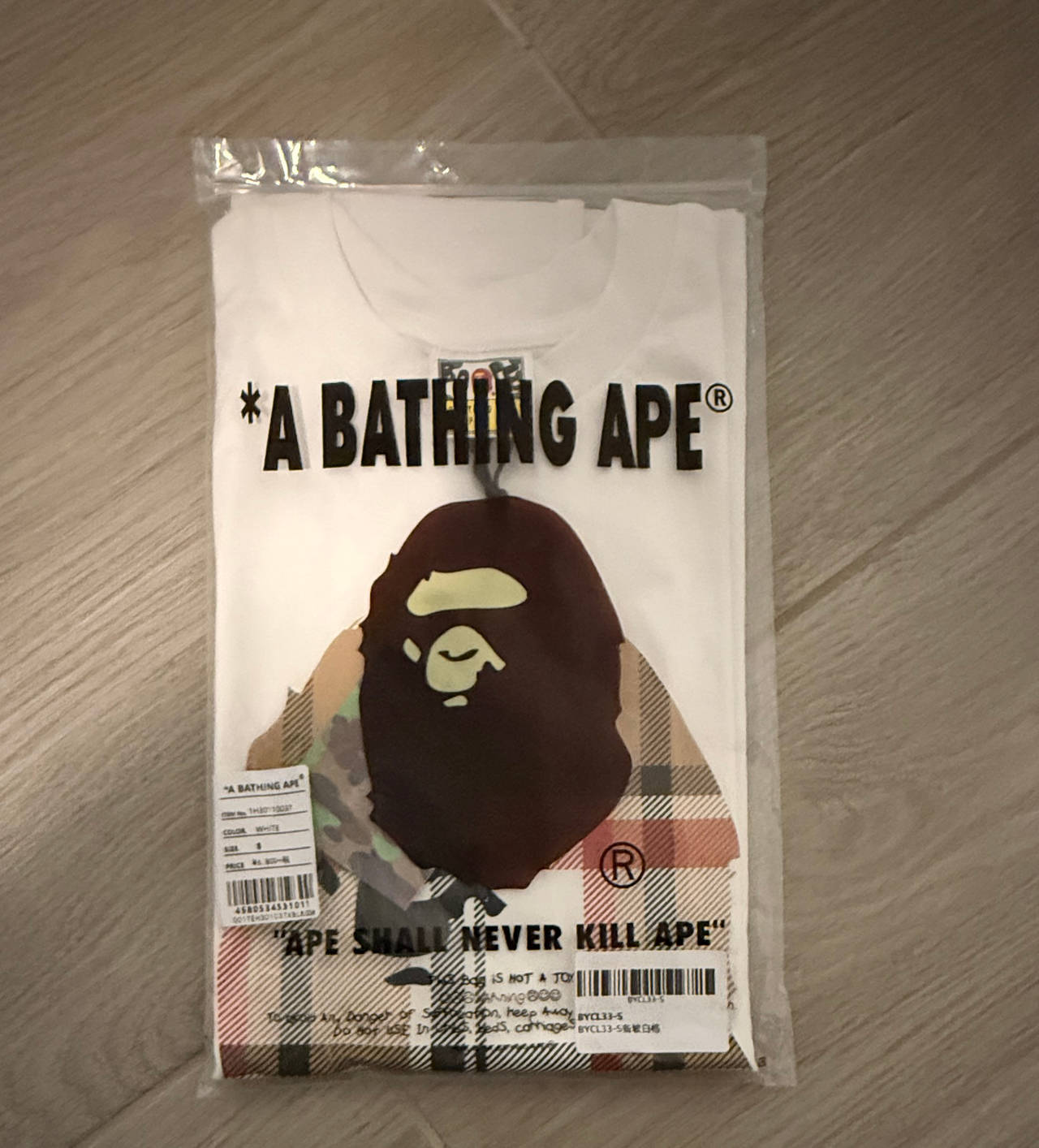 A Bathing Ape Big Ape Head Plaid Camo Tee White