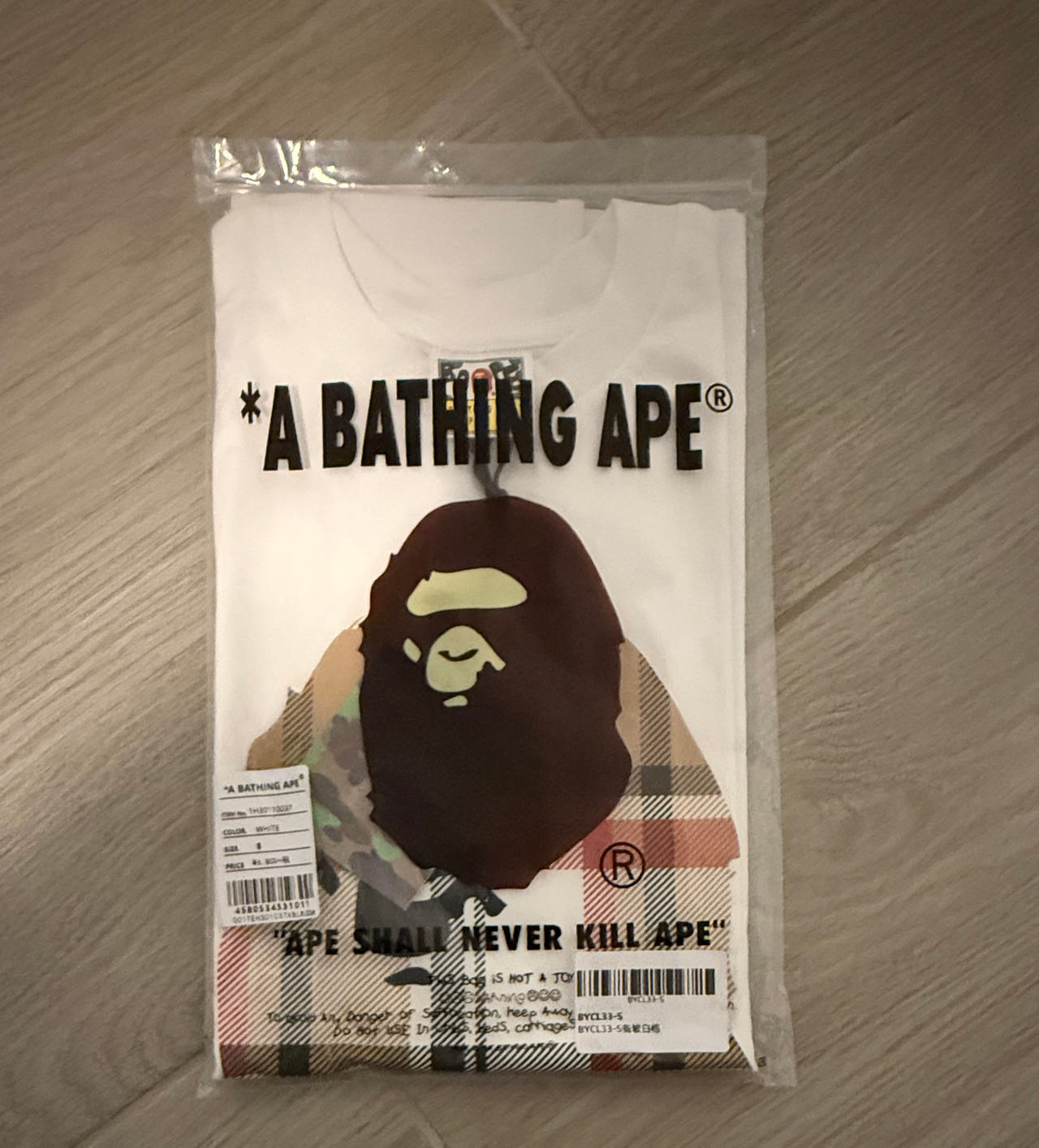 A Bathing Ape Big Ape Head Plaid Camo Tee White