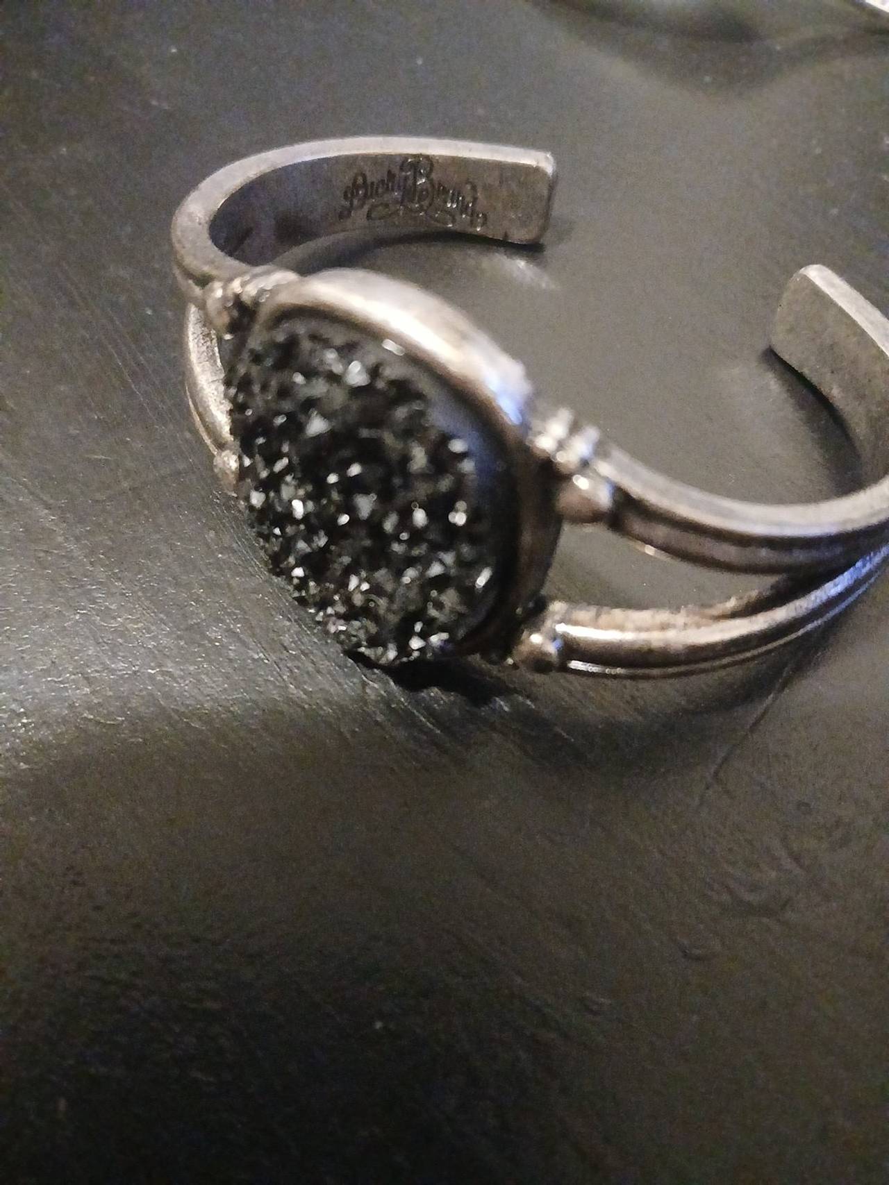 Lucky Brand Black Druzy Cuff Bracelet