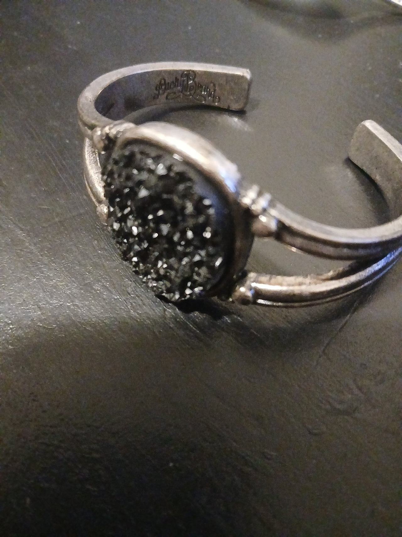 Lucky Brand Black Druzy Cuff Bracelet