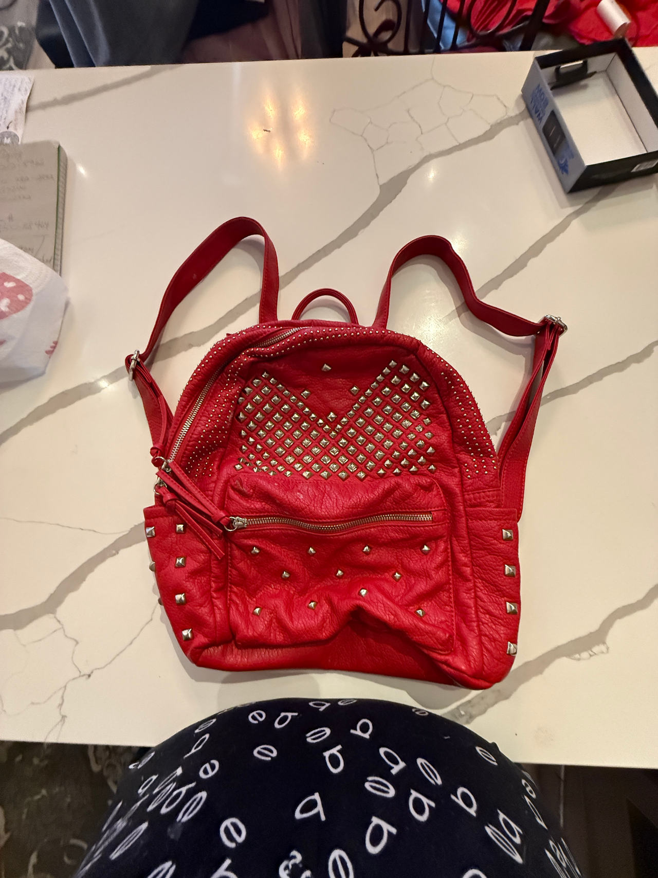 Red Studded Mini Backpack