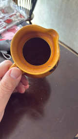 Vintage Orange Glazed Pottery Pitcher/Vase - Image 3