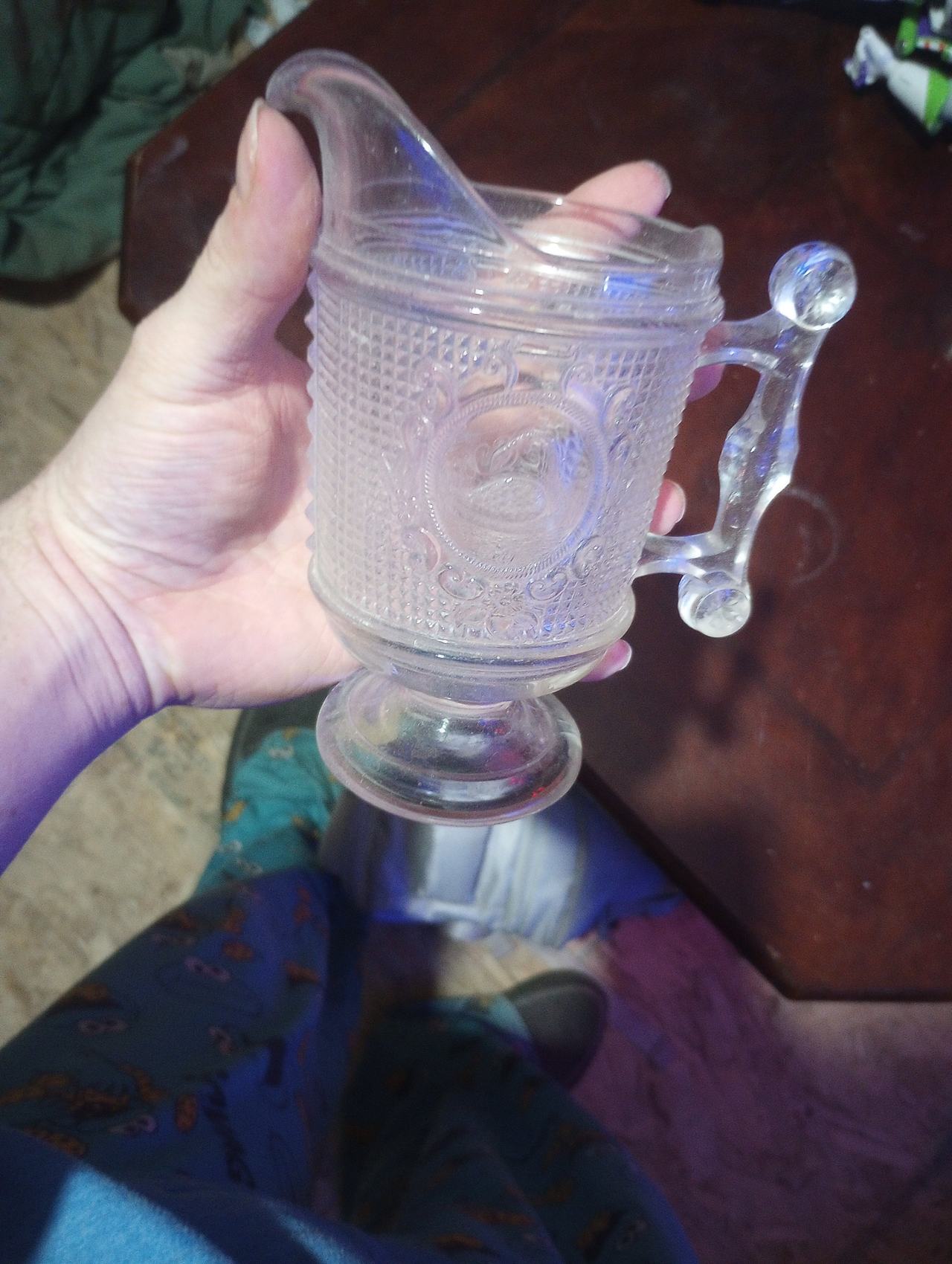 Westmoreland Old Quilt Pressed Glass Creamer