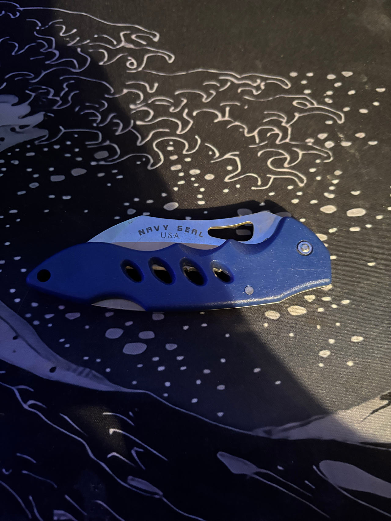 Navy Seal USA Blue Folding Pocket Knife