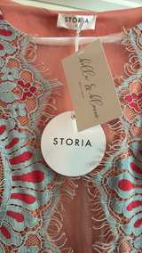 Storia Coral Blue Lace Floral Embroidered Cap Sleeve Dress NEW Size Small - Image 1