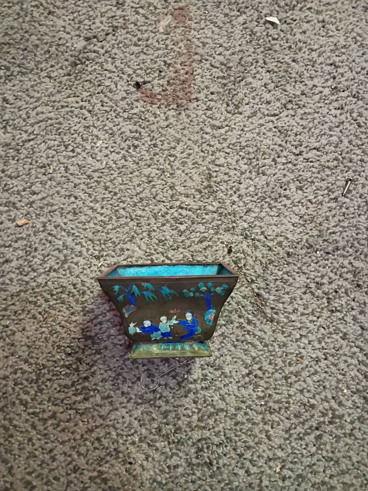 Vintage Chinese Cloisonne Enamel Footed Planter Bowl