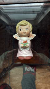 Napco Vintage Angel Figurine holding Flower - Image 1