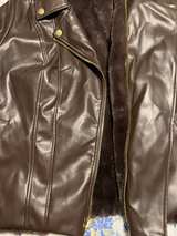 IMAN Women's Dark Brown Faux Leather Faux Fur Lined Moto Jacket - Image 4