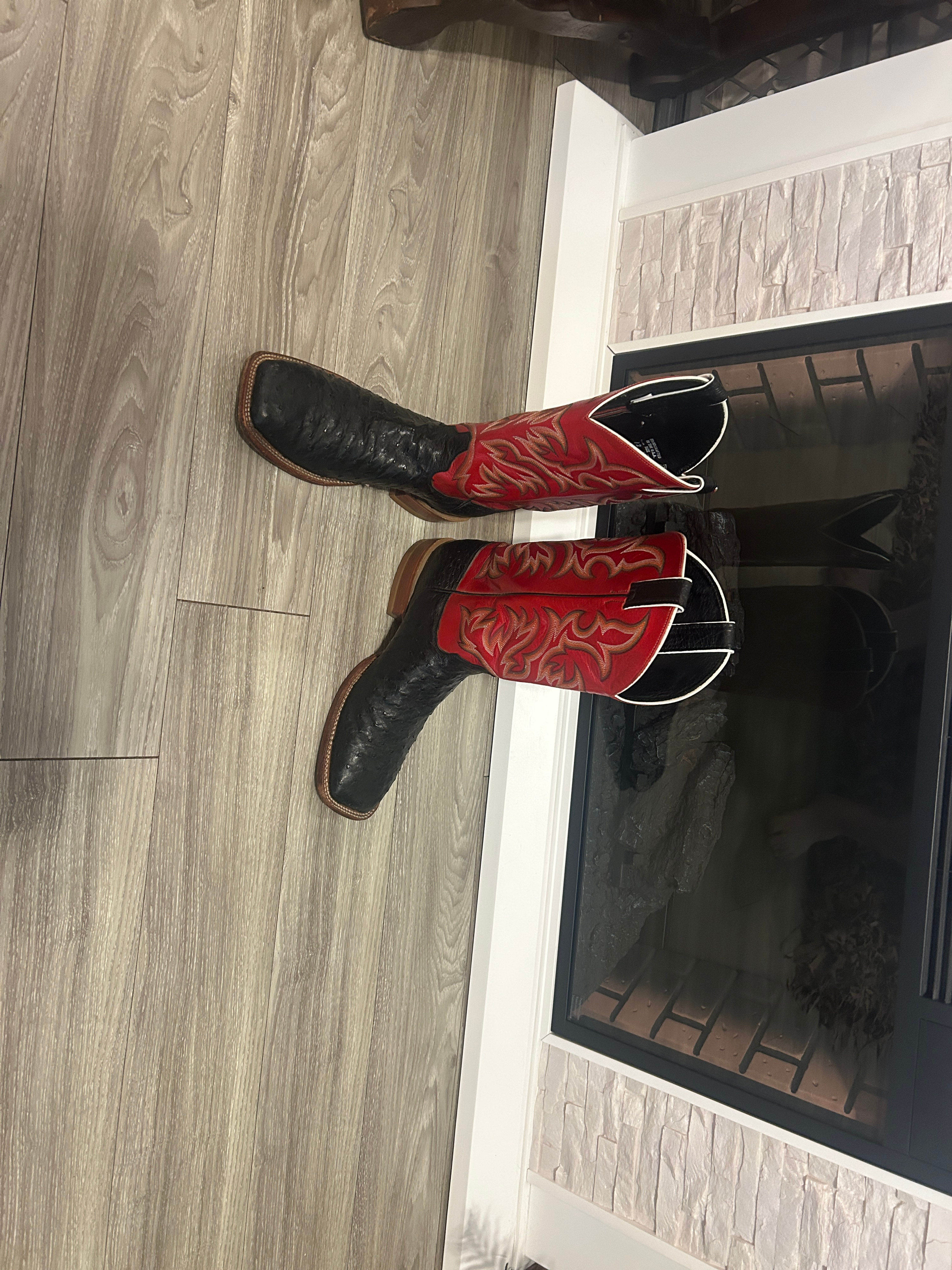 Full Quill Ostrich Boots, Size 12D