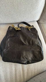 Coach Poppy Camelia Black Leather Tote - Image 2