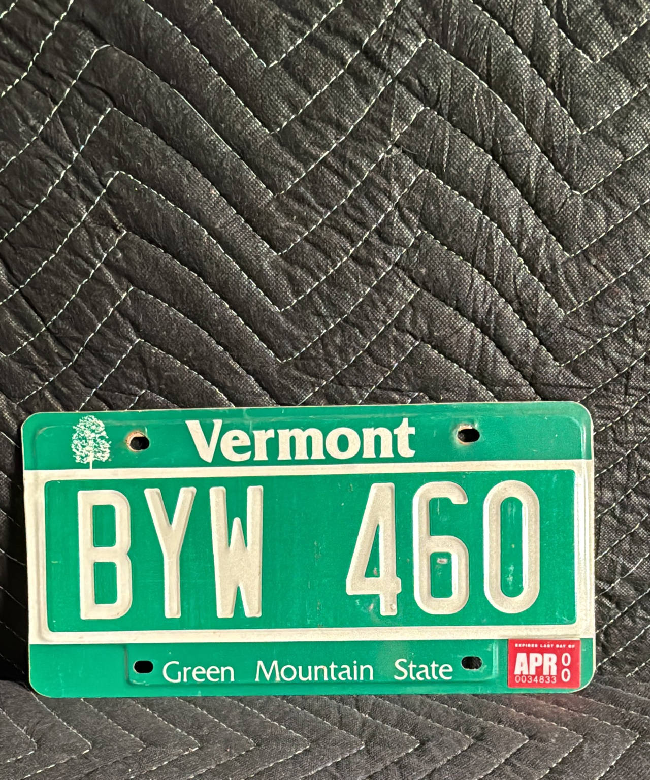 Vermont License Plate BYW 460