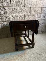 Ethan Allen Antiqued Pine Old Tavern Rustic 37" Drop Leaf End Table - Image 1