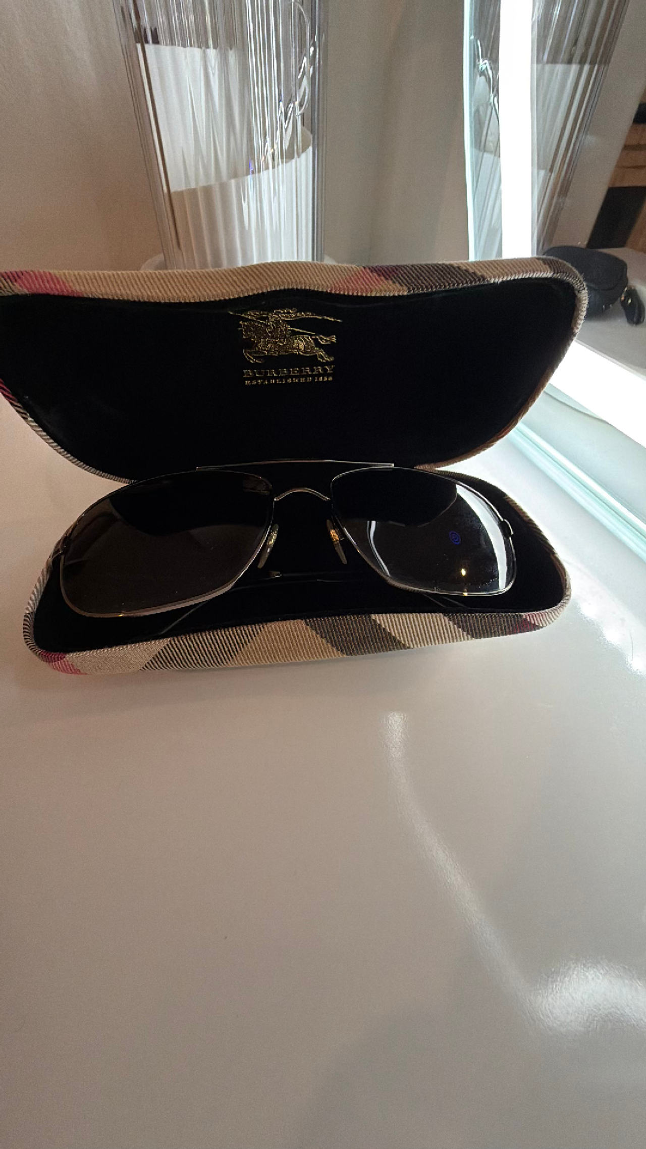 Burberry Aviator Sunglasses with Check Detail
