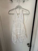 White Eyelet Halter Dress. Size M - Image 1