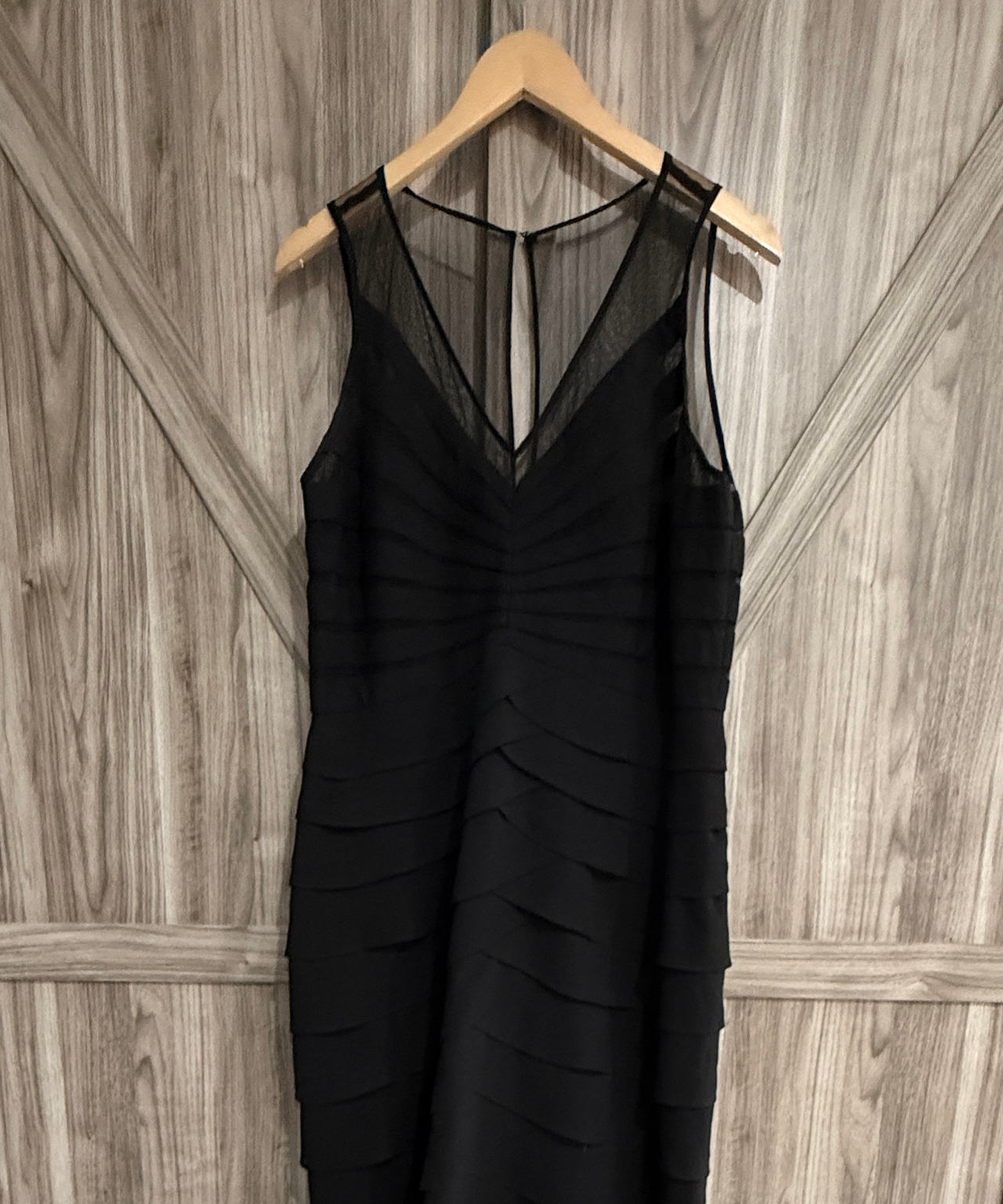 Scarlet Nite Black Tiered Chiffon Cocktail Dress size 16