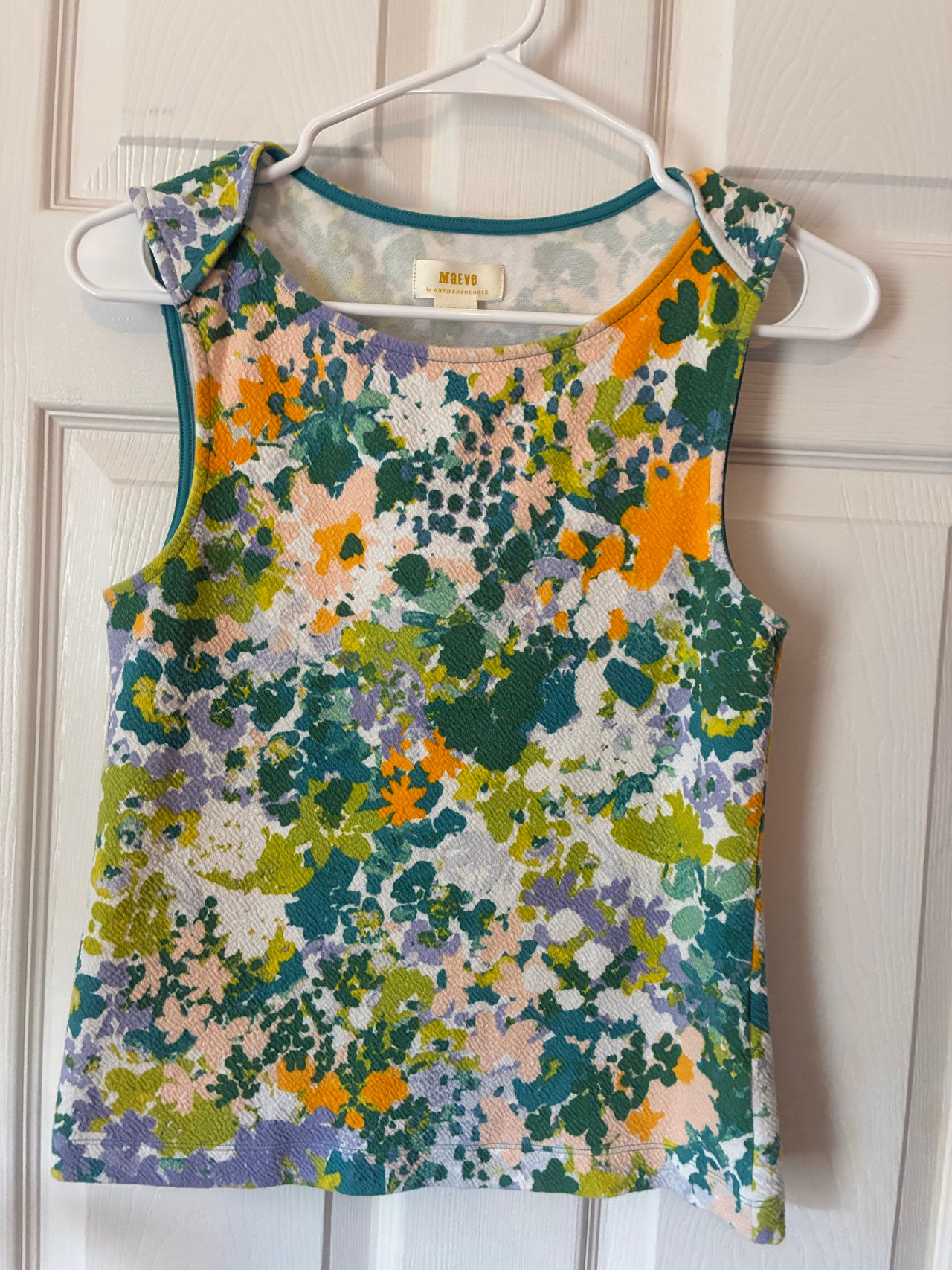 Maeve Anthropologie Floral Textured Knit Tank Top