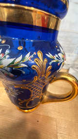 Bohemian Cobalt Blue Glass and Gold Tea pot - Image 4