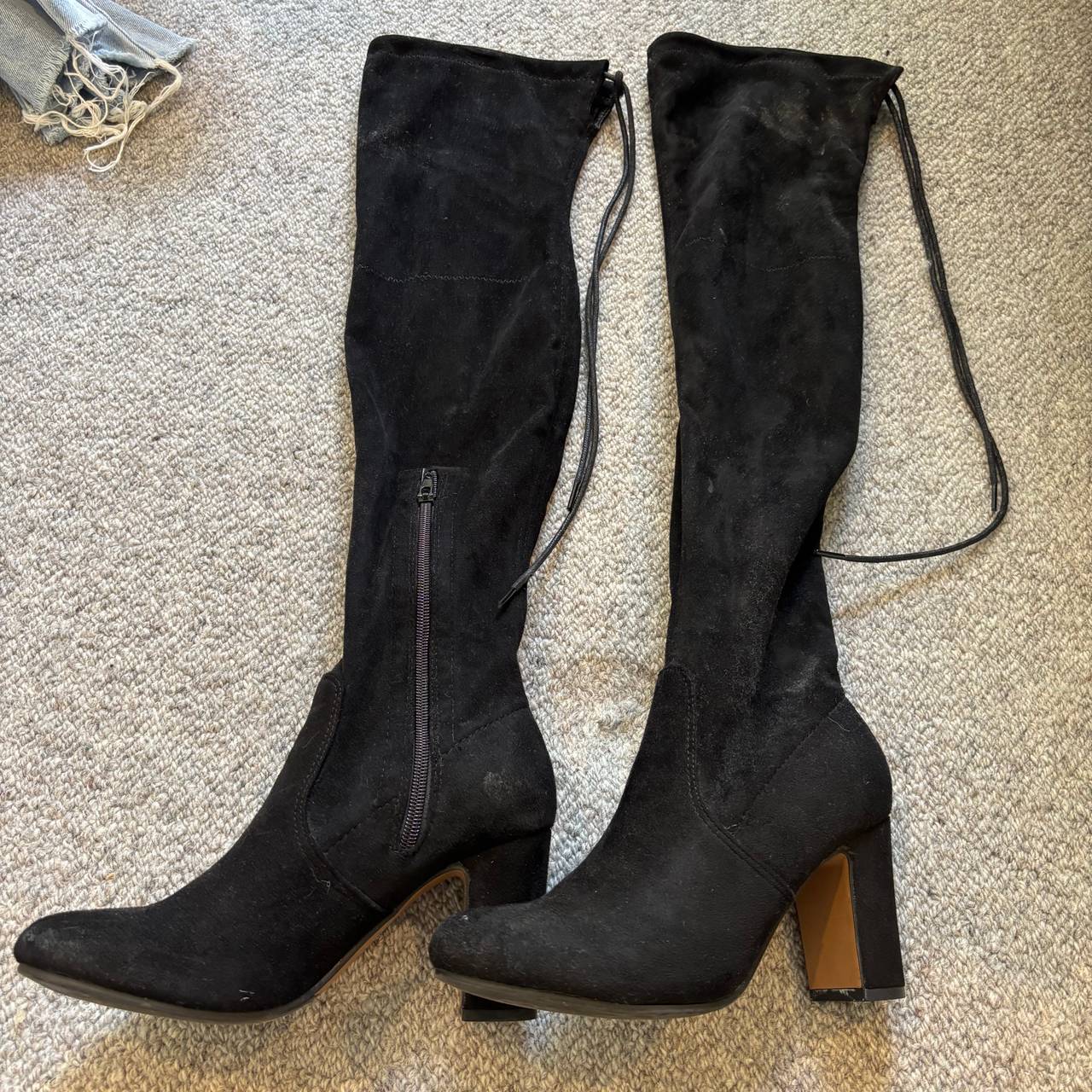Over-the-Knee Suede Block Heel Boots