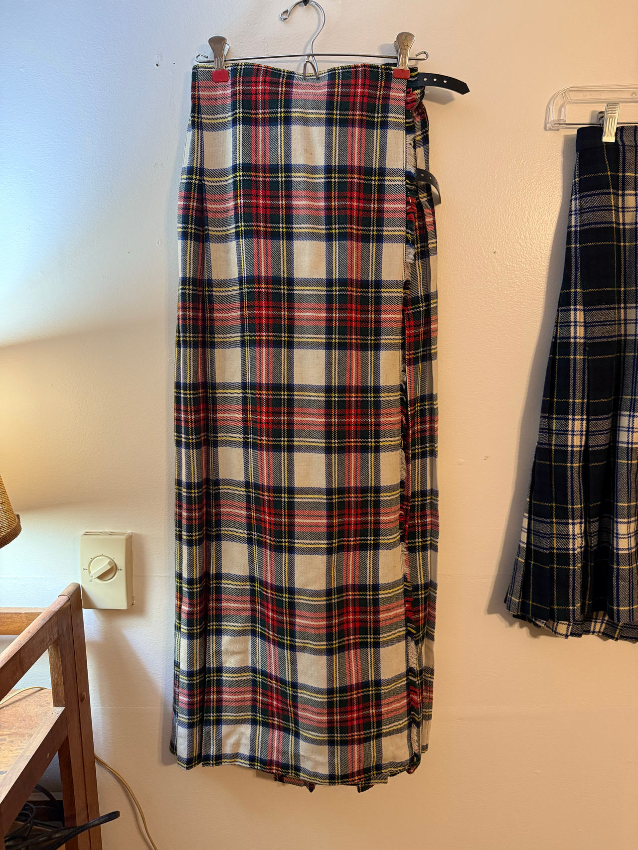 Vintage Plaid Wool Maxi Wrap Skirt FJ BACON size 10