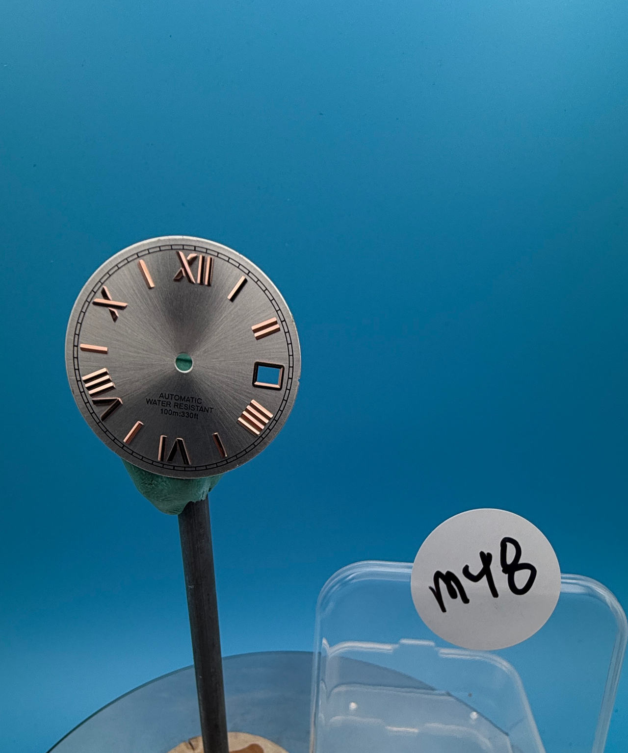 Silver Sunray Watch Dial with Rose Gold Roman Numerals 29mm
