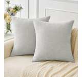 MIULEE Pack of 2 Light Gray Throw Pillow Covers 18x18 Inch Soft Chenille Pillow  - Image 1