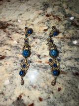 Vintage Victorian Revival Lapis Glass Screw Back Drop Earrings - Image 1