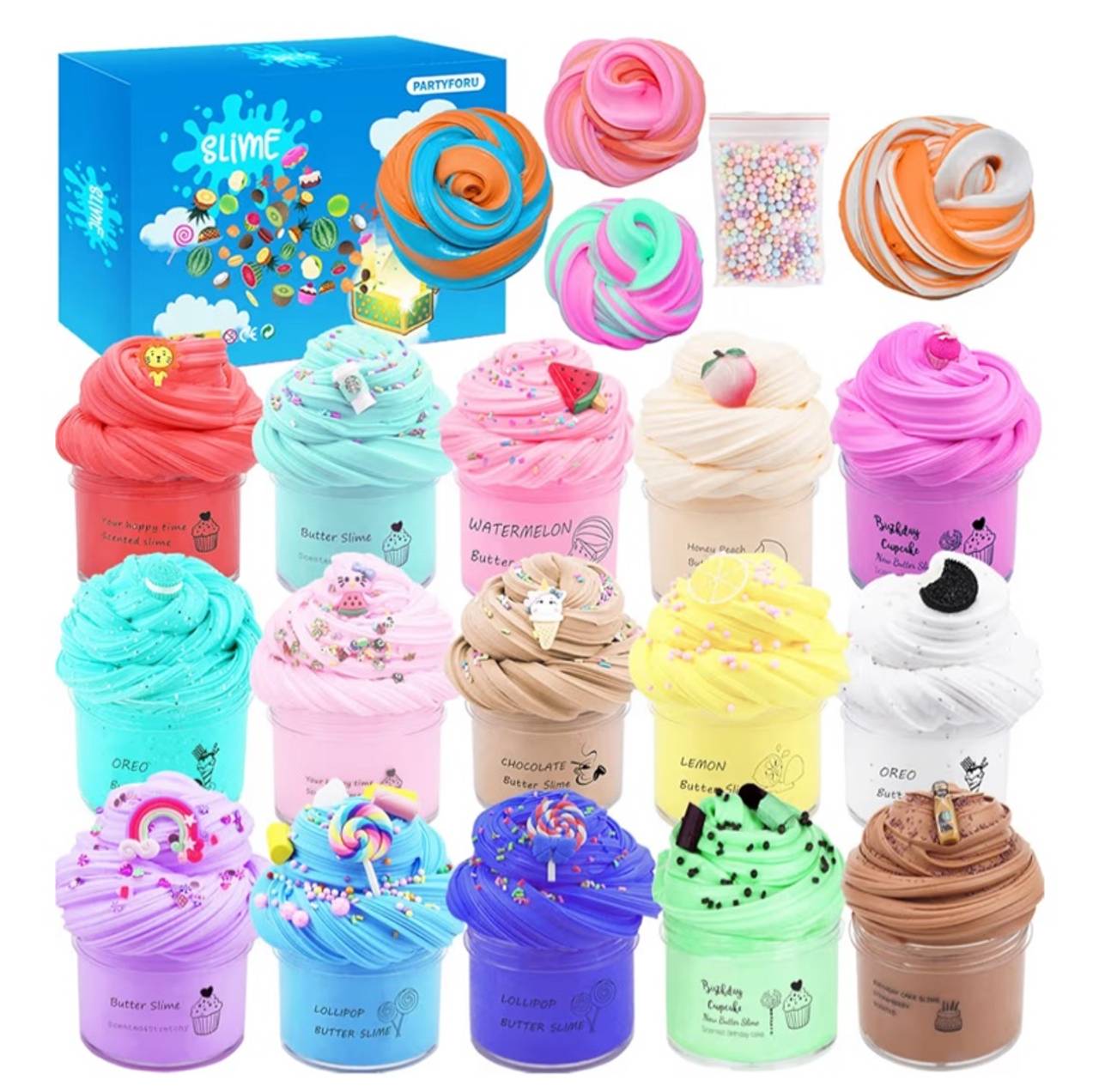 15Pack Butter Slime Kit with Scented DIY Slime for Girls and Boys, Super Soft