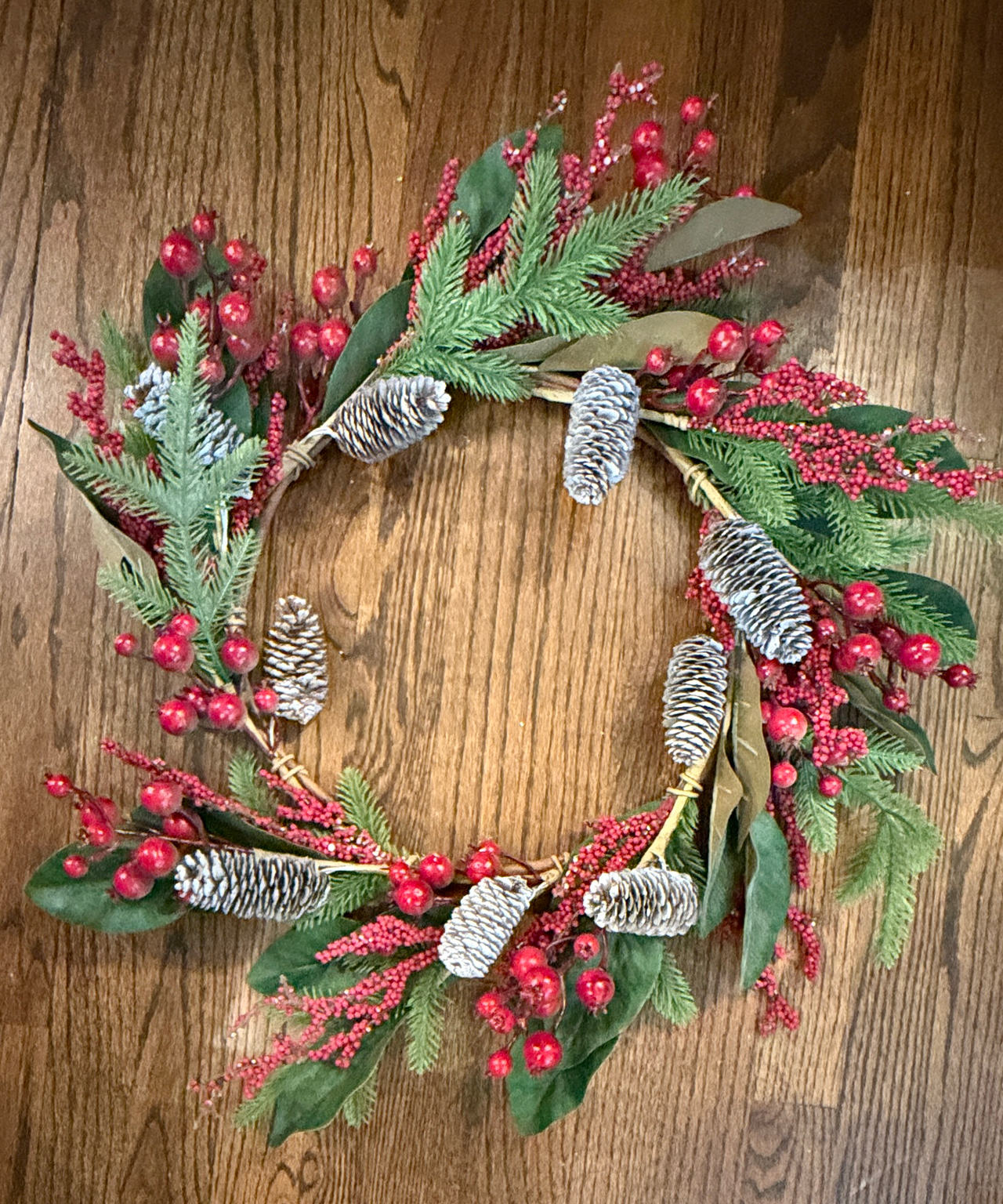 Artificial Christmas Berry and Pinecone Wreath