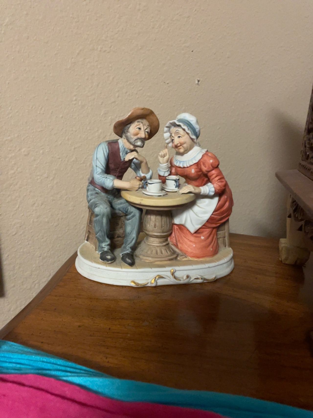 Vintage Ceramic Elderly Couple Figurine