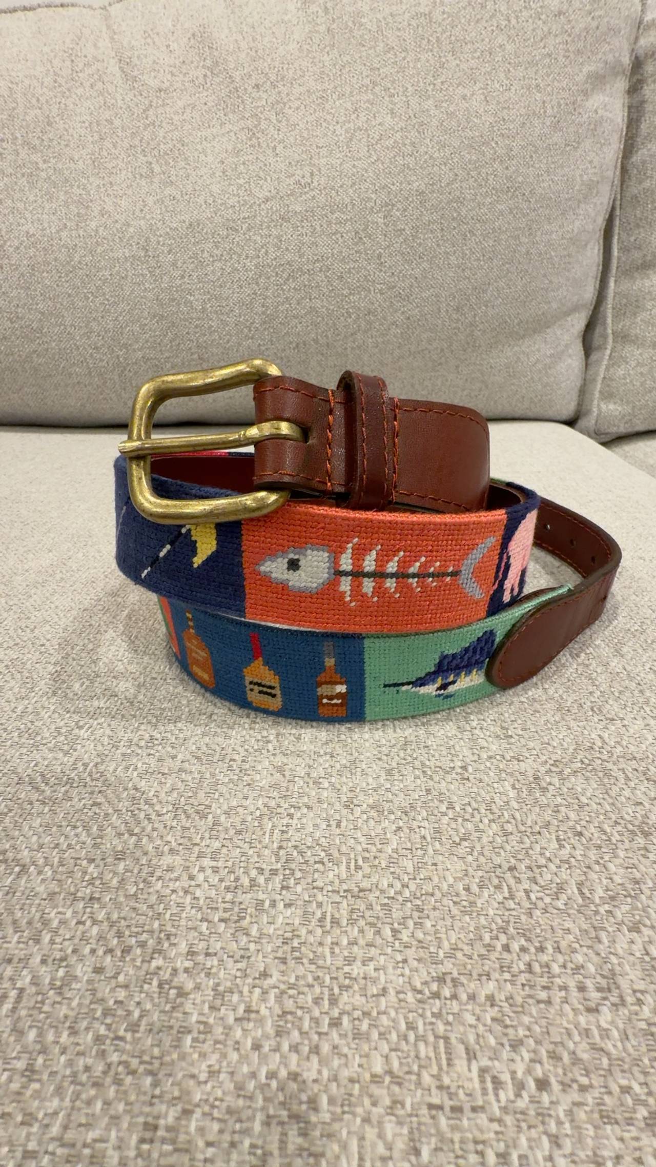 Smathers & Branson Pompano Needlepoint Belt
