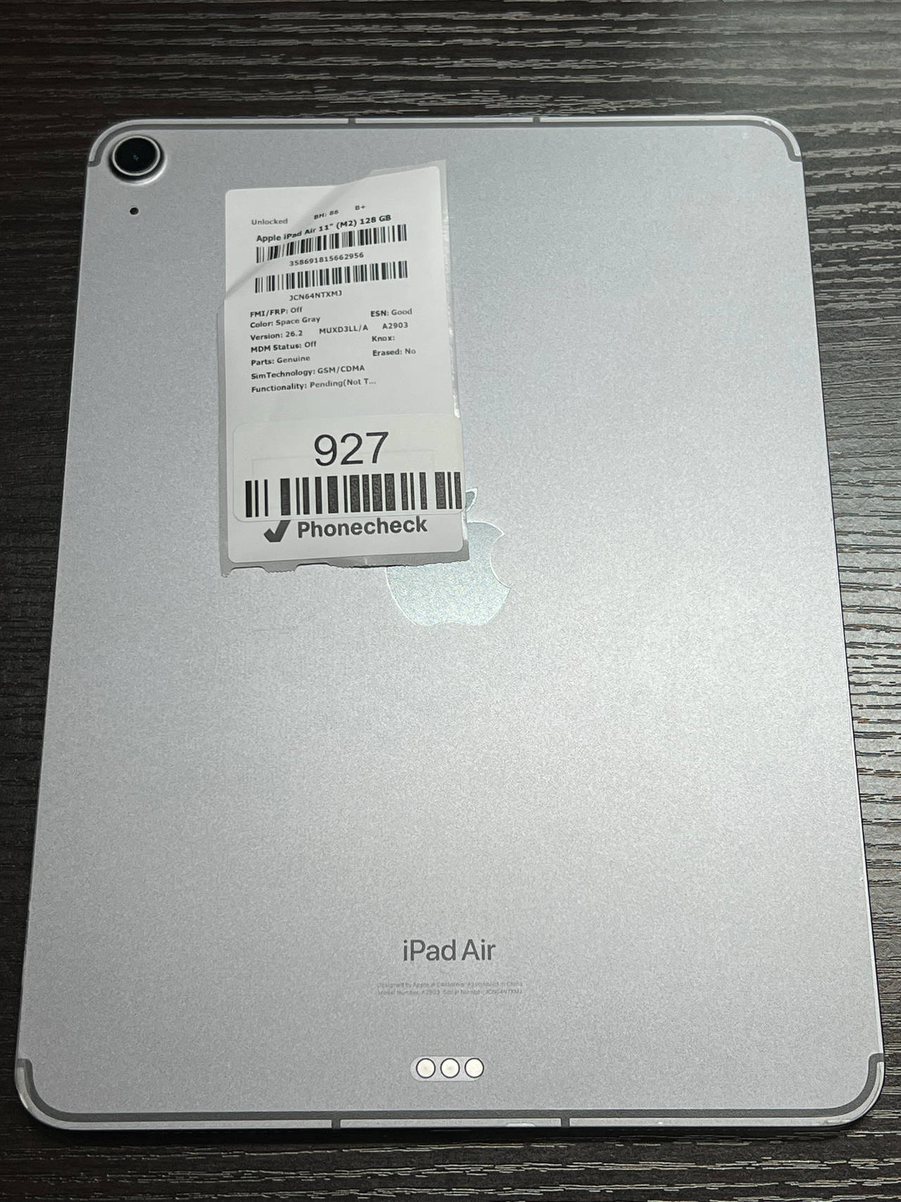Apple iPad Air 11-inch (M2) 128GB Wi-Fi + Cellular unlocked 86% battery health