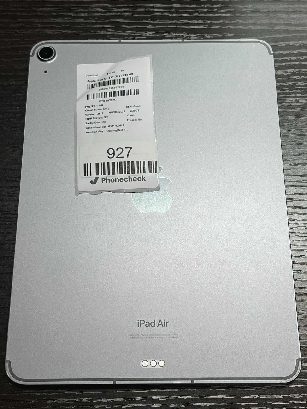 Apple iPad Air 11-inch (M2) 128GB Wi-Fi + Cellular unlocked 86% battery health