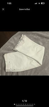 White Fringe Hem Jeans - Image 1