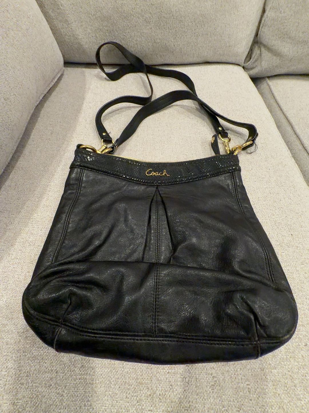 Coach Ashley Leather Snake Embossed Hobo Shoulder Bag