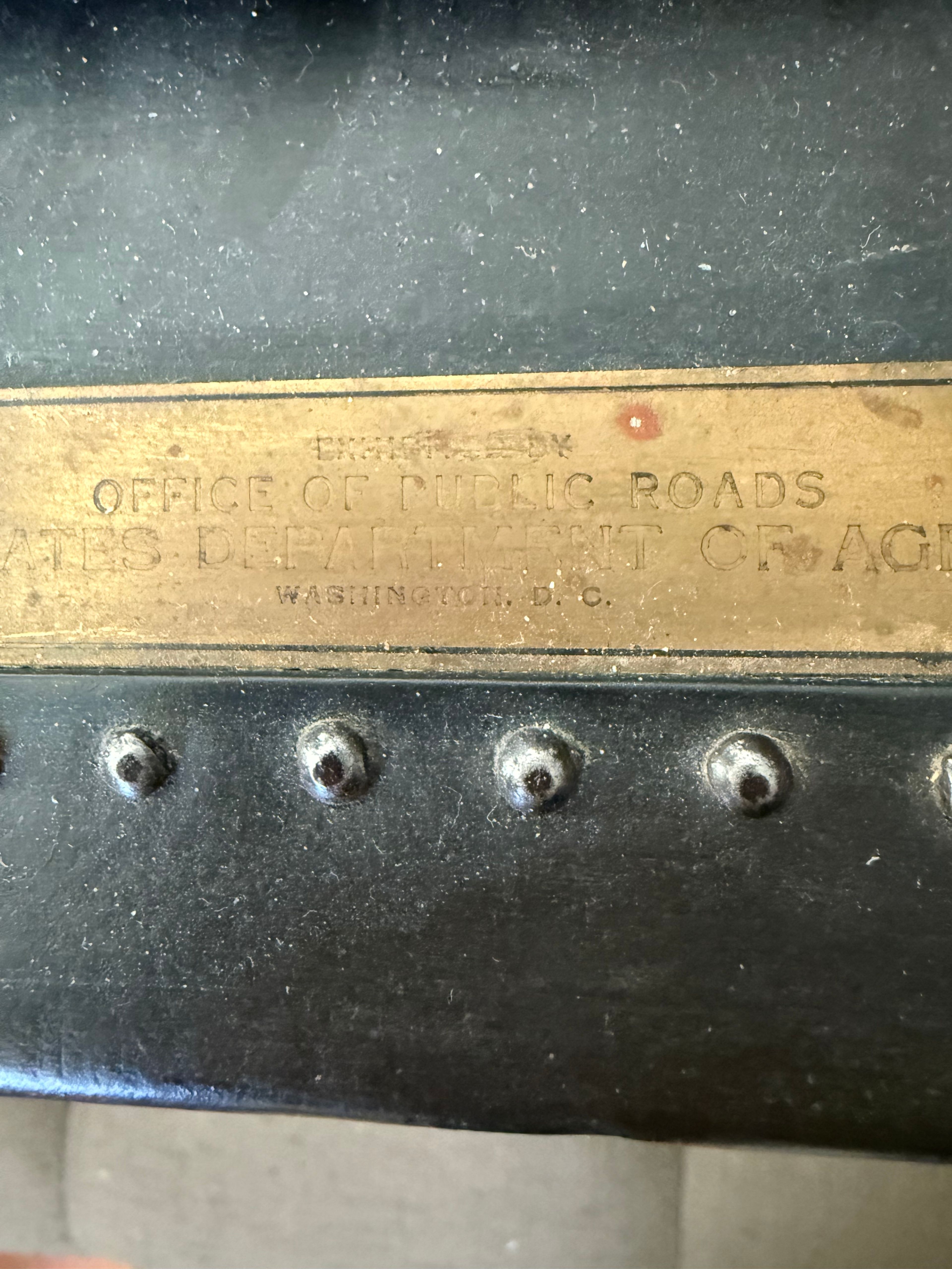 Antique USDA Office of Public Roads Field Trunk Brass Leather Federal Works WWII - Image 6