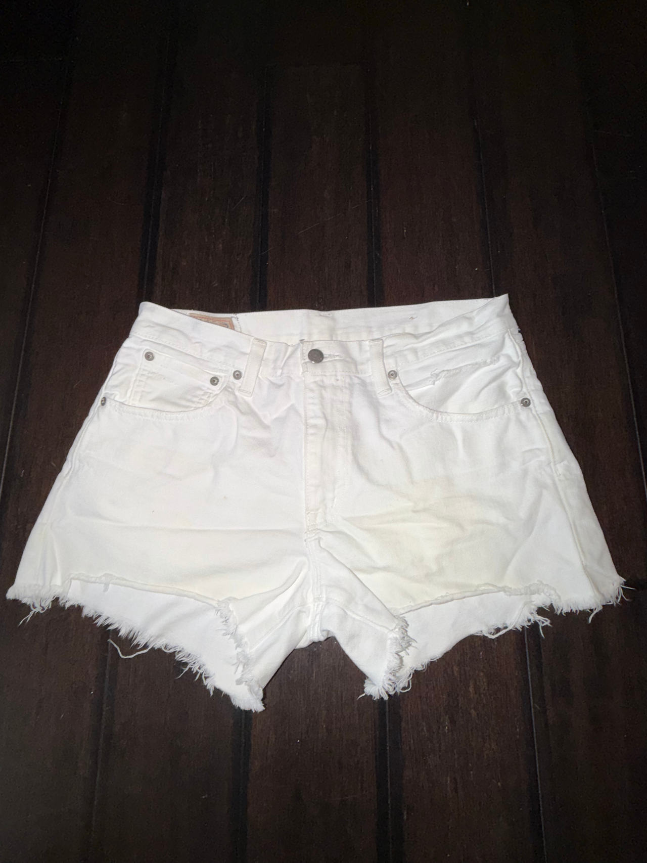 RALPH LAUREN White Denim Cut-Off Shorts Size 28 Womens Ladies