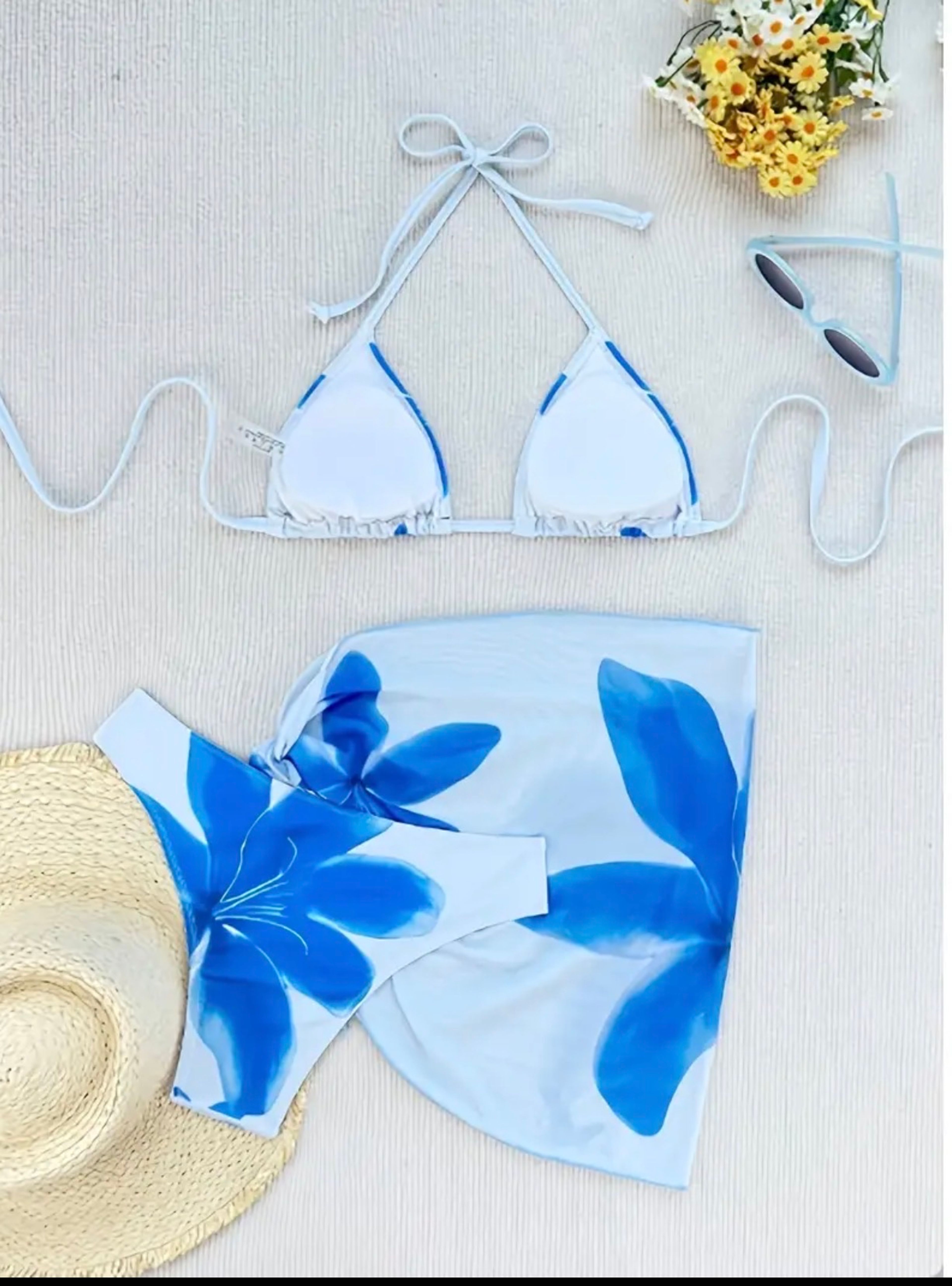 MakeMeChic Women's 3-Piece Floral Print Bikini Set - Image 3