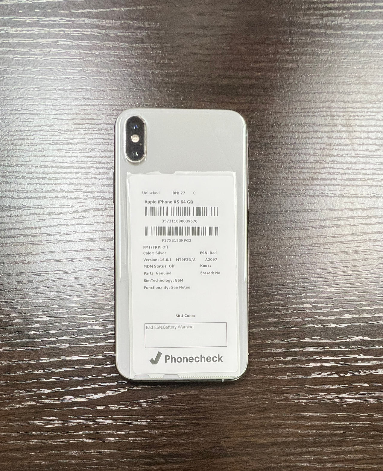 Apple iPhone XS 64GB Silver (Unlocked) - Parts Only
