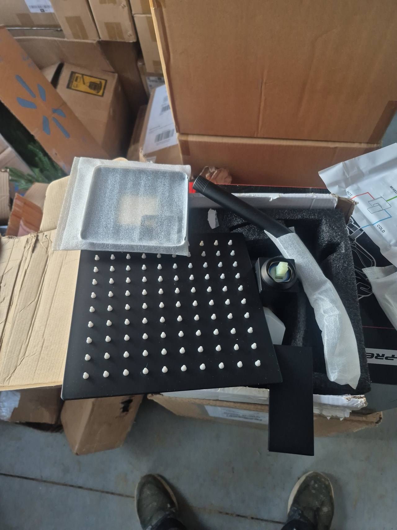 Matte Black Rainfall Shower Head System with Valve