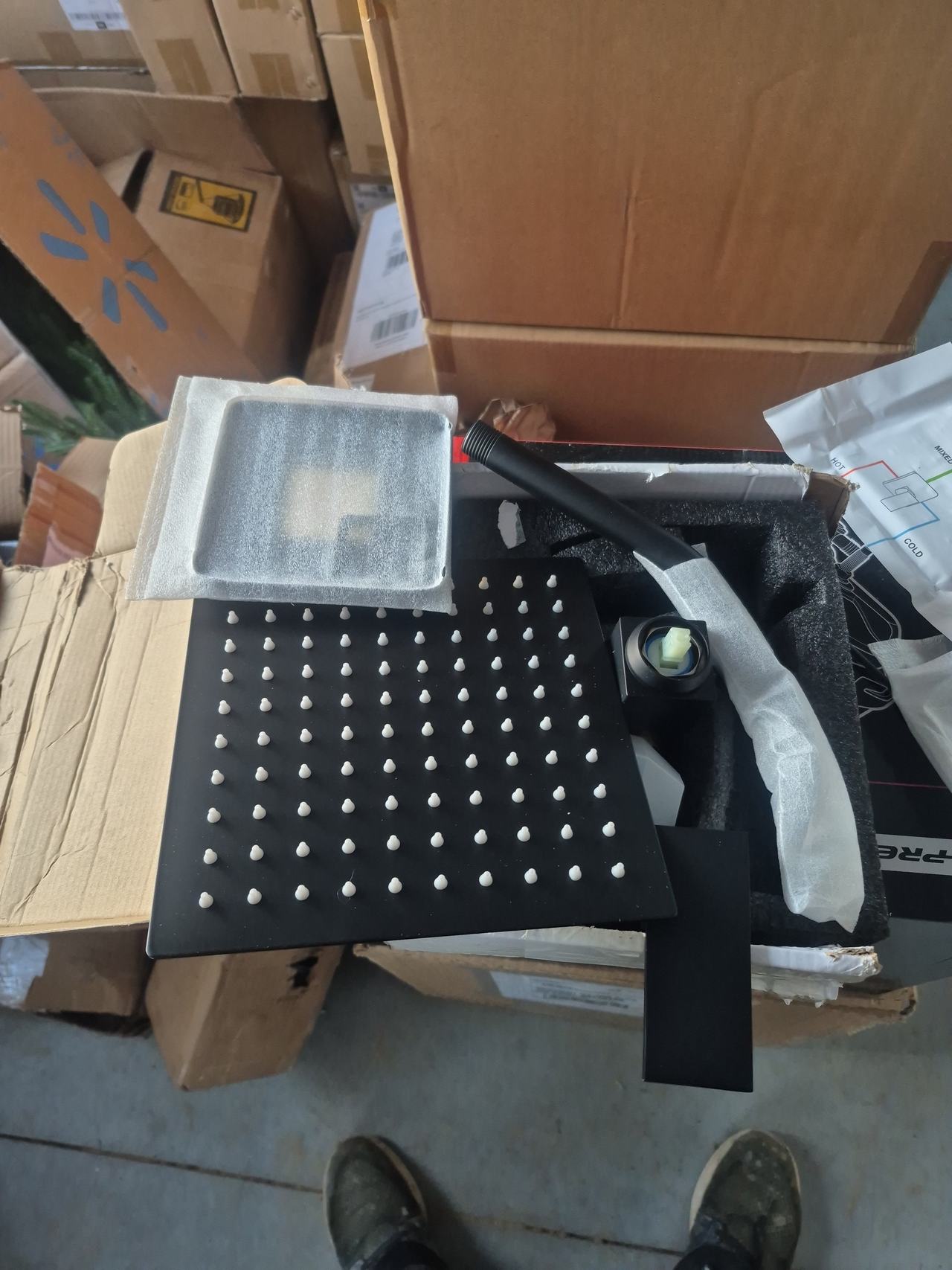 Matte Black Rainfall Shower Head System with Valve