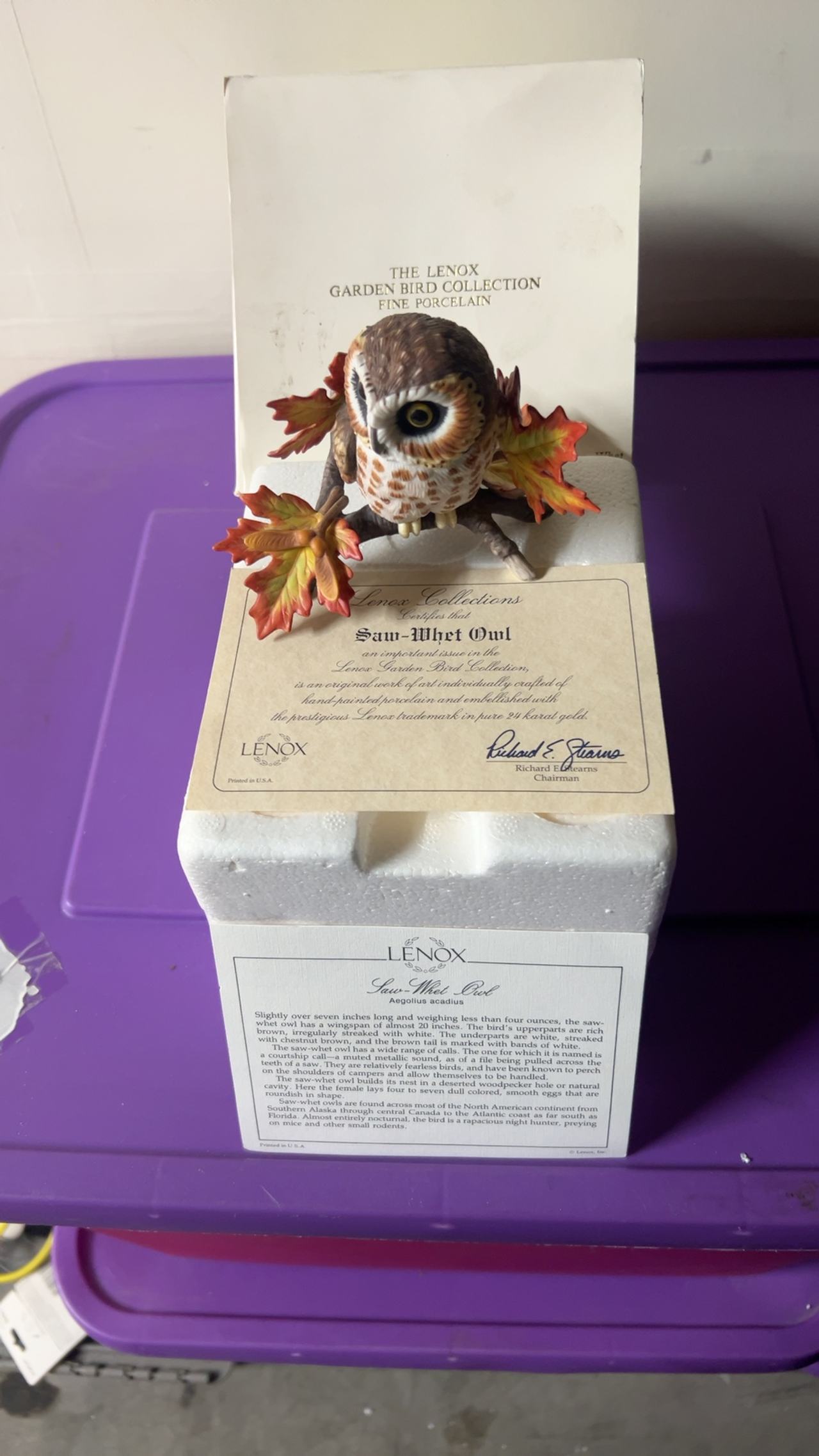 Lenox Vintage Saw-Whet Owl Porcelain Figurine