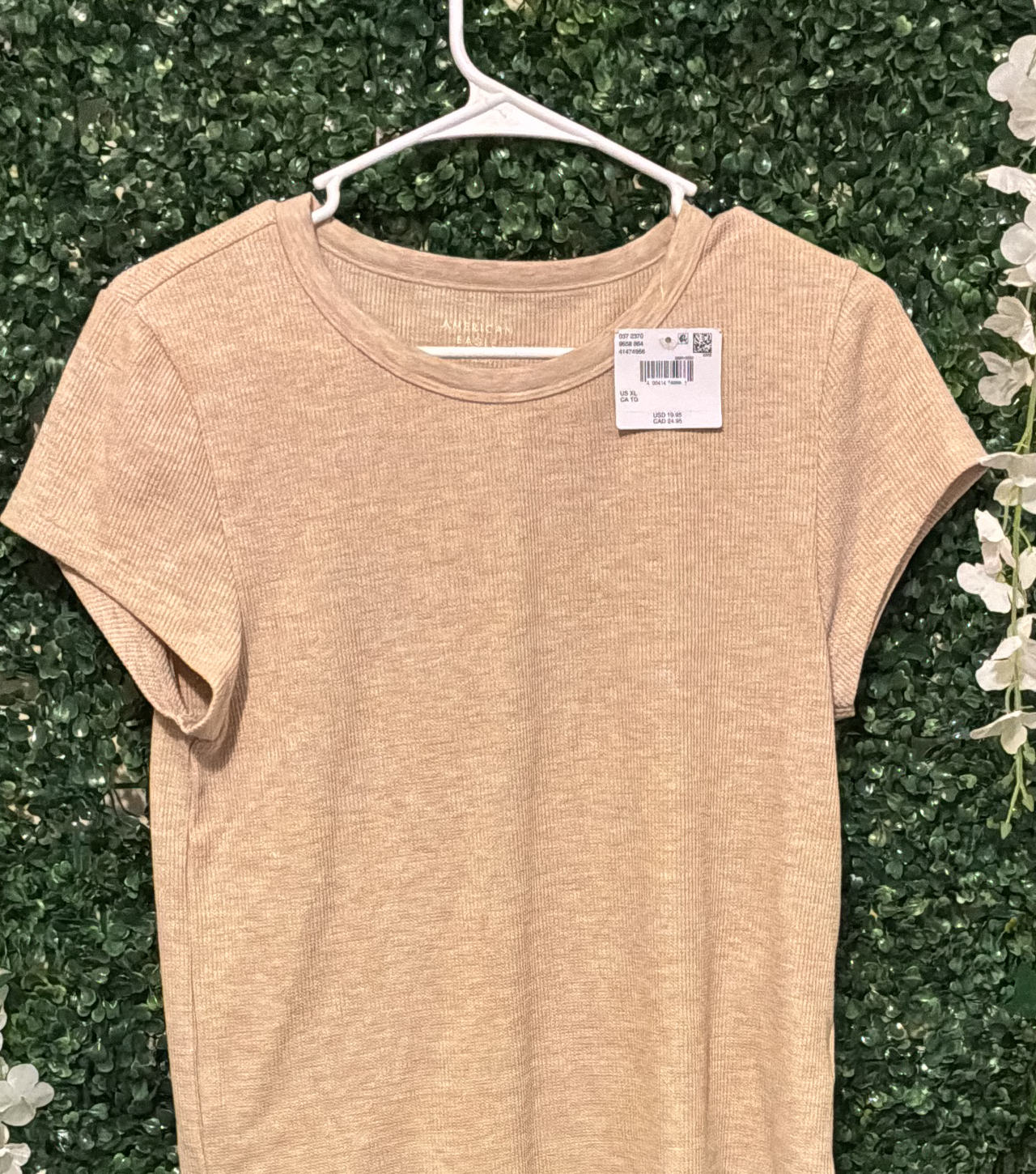 American Eagle Ribbed Crew Neck Baby Tee