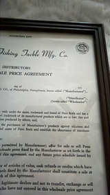 Penn Reel advertising 1950s framed wholesale distribution agreement  . - Image 3